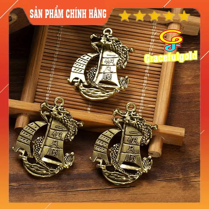 Thuận buồm xuôi gió, đồ chơi trang trí ngày tết, móc chìa khóa nhỏ gọn đẹp bằng đồng 1