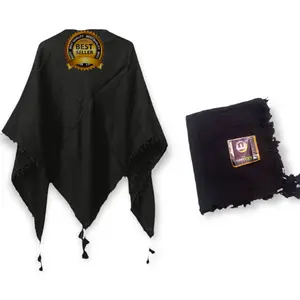 Sorban Anak Santri Laki Laki Rumbai Segiempat Kasmiri Katun Musim Dingin Warna Biru Merah Hijau dll Bahan Tebal Lembut Ukuran 115 cm x 115 cm Cocok untuk Santri Remaja