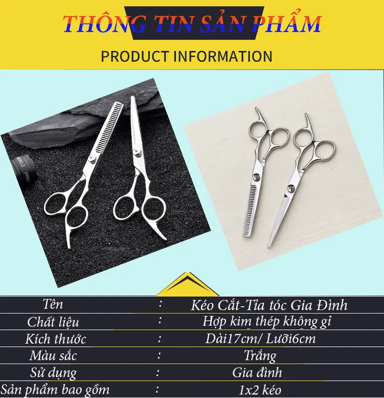 Combo Bộ Đồ Nghề Kéo Cắt Tóc 11 MÓN Giá Rẻ Dành Cho Gia Đình(2kéo+4lược+áo choàng+dao cạo+ kẹp cá sấu+kẹp mỏ vịt+kẹp đo tóc) 2