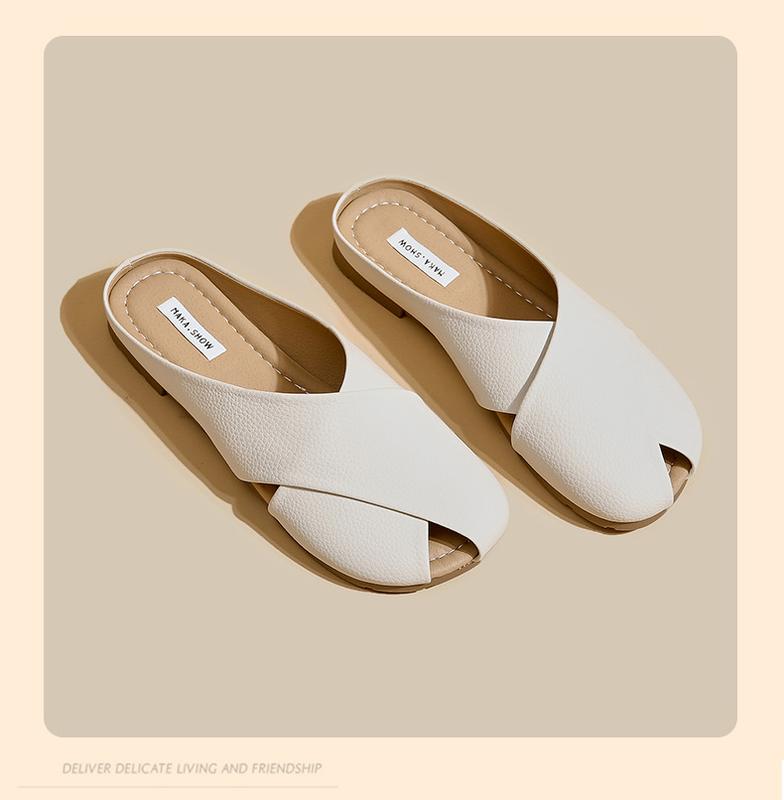 Product Introduction of French Style Closed Toe Slippers for Girls Summer Outdoor Walking Shoes 2024 New Fashion All-Matching Women's Flat Sandals walking shoes footwear girl comfort Parent Knee 13
