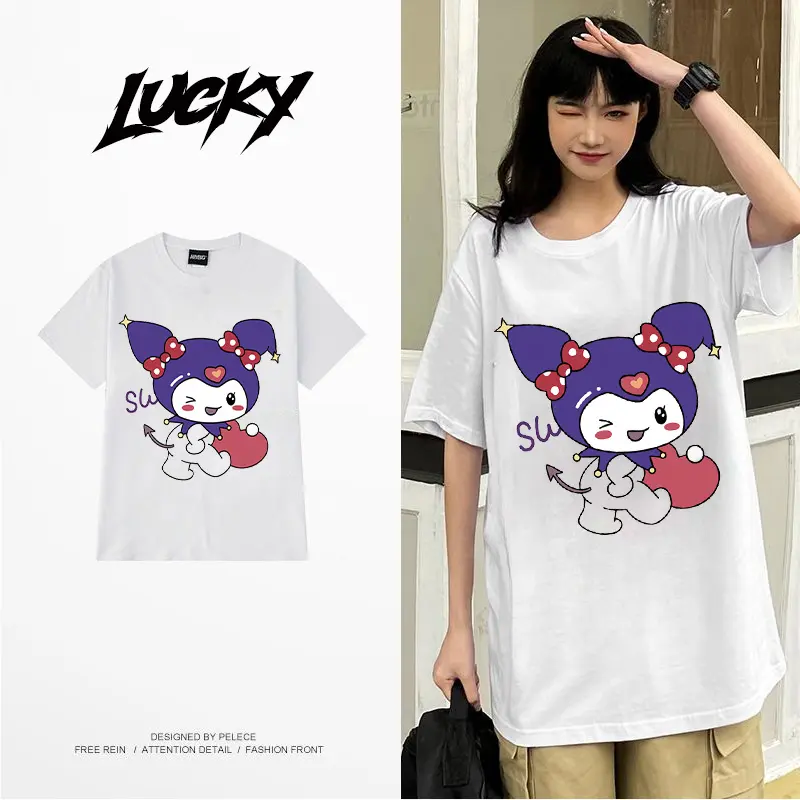 Cartoon cotton original design T -shirt female short -sleeved loose round neck top