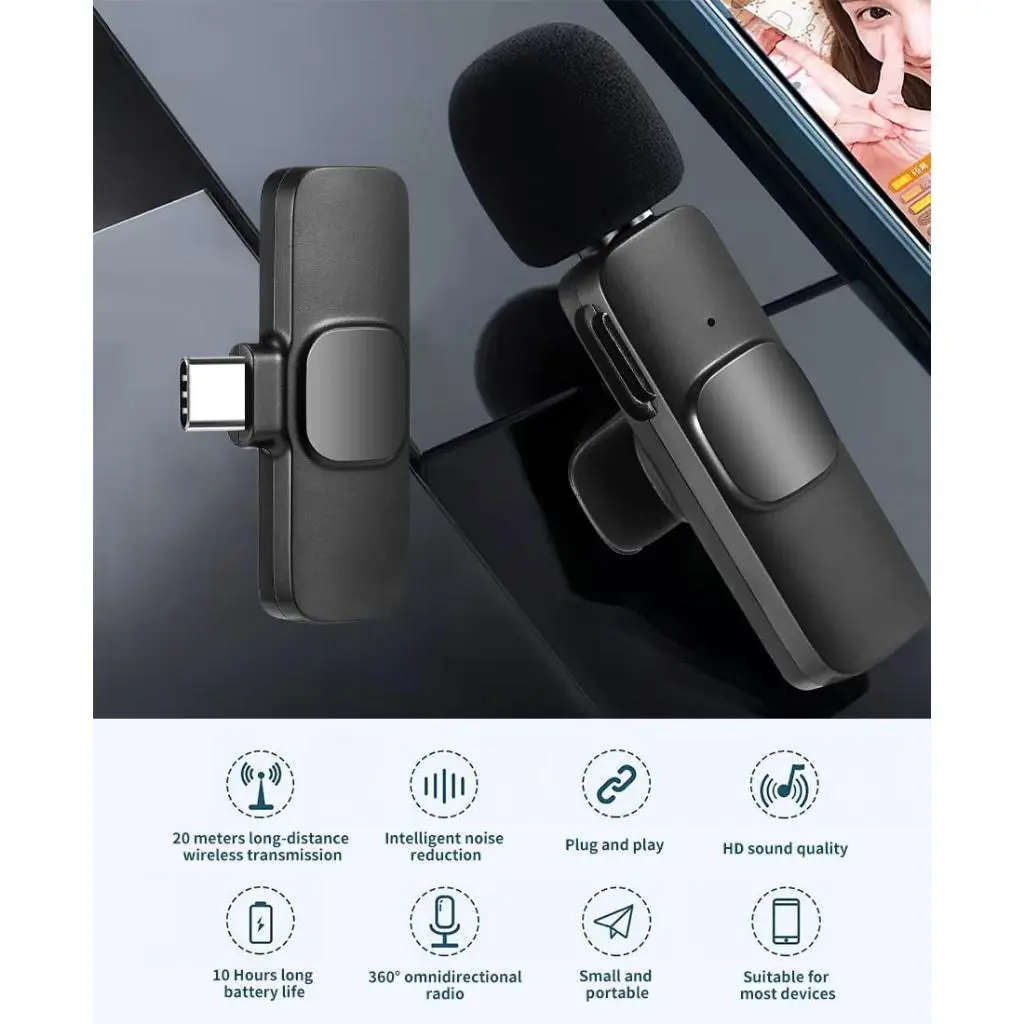 K8 Microphone Mic Clip On  Wireless /Mic Bluetooth ZONAIMPORT Mikrofon