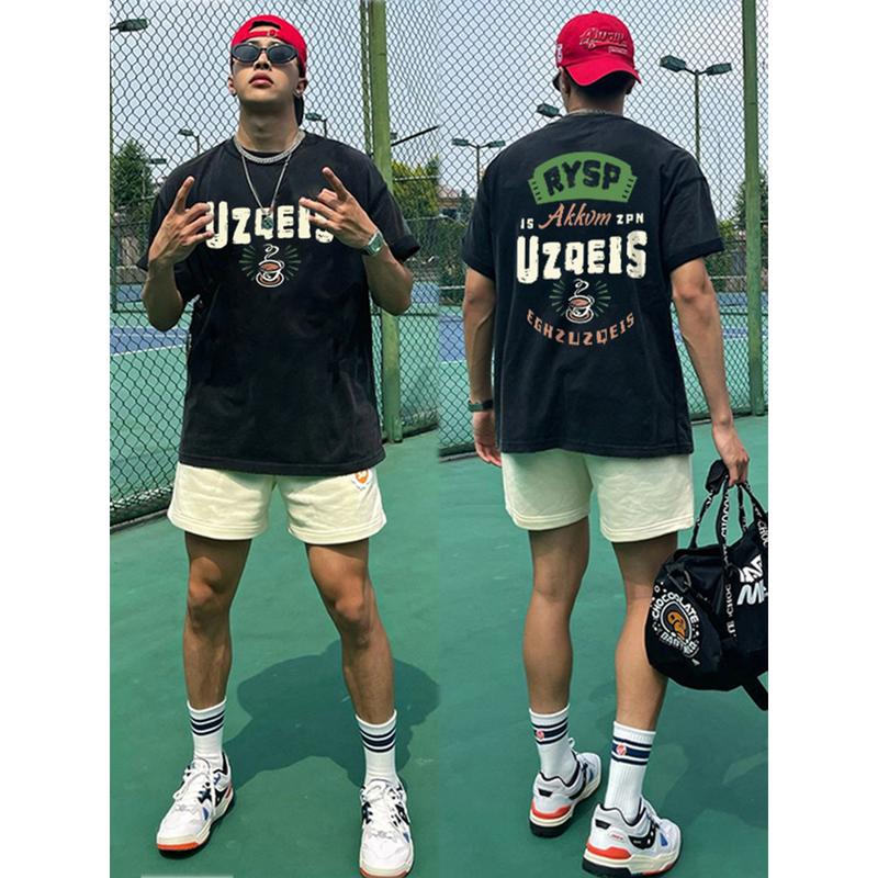 Áo Thun Họa Tiết Thời Trang Đường Phố Mỹ Dành Cho Nam Giới, Áo Phông ngắn Tay Nghệ Thuật Hiphop, Áo Bản To Mùa Hè Độc Đáo