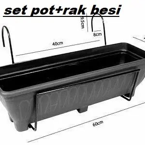 GANTUNGAN POT KOTAK PANJANG TEMPEL PAGAR/RAK BALKON BESI/RAK PAGAR/STANDING POT BESI/RAK POT TANAMAN/RAK BUNGA BESI 3