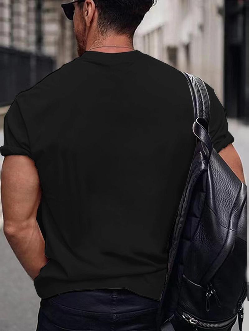 Product Introduction of 【Plus Size】 Cartoon & Letter Print Round Neck Tee, Regular Fit Casual Short Sleeve T-shirt for Daily Wear, Men's Clothing for All Seasons 2