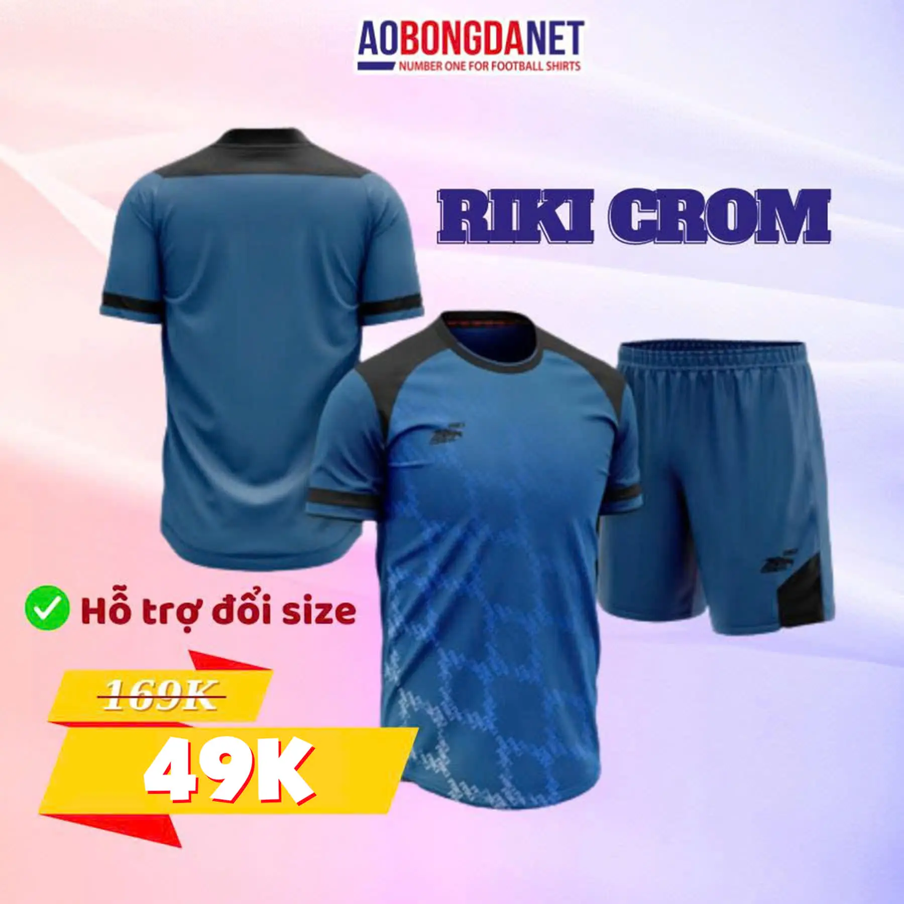 Bộ Quần Áo Bóng Đá Riki Crom Chính Hãng, Áo Đá Banh Kết Cấu Vải Mềm Nhẹ, Thông Thoáng Thấm Hút Mồ Hôi