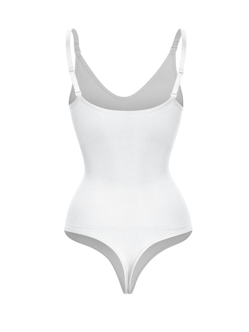 Product Introduction of Women's Solid Backless V Neck Shapewear Bodysuit, Hook Eye Design Basic Minimalist Adjustable Strap Bodysuit, Ladies Shapewear for Daily Wear, Tummy Tuck Garment 6
