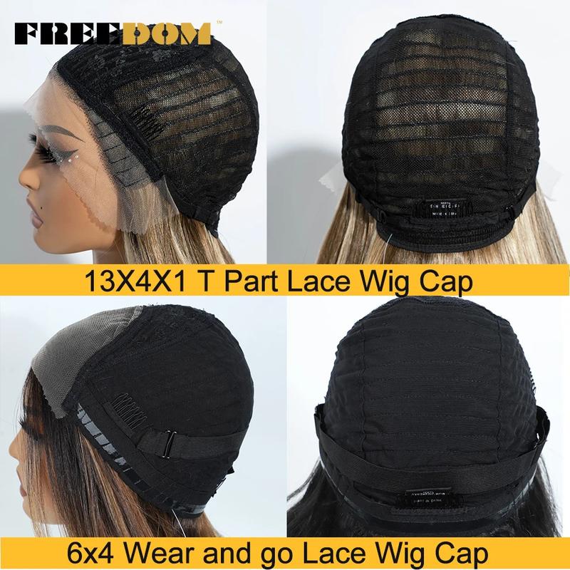 Product Introduction of Synthetic Lace Front Wigs For Black Woman Layered Straight Wear and Go Glueless Wigs Ombre Brown T Part & 6x4 Pre Plucked Wig 8