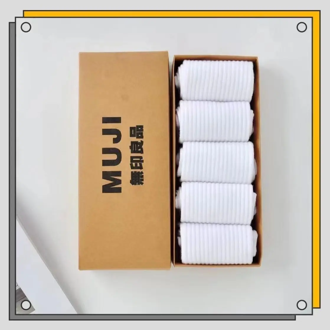 Vớ MUJI, Vớ Ống Dài, Cotton Nguyên Chất, Thấm Hút Mồ Hôi, Dài Giữa Bắp Chân, Thích Hợp Cho Thể Thao, Vớ Trắng Cho Nam, Hoàn Hảo Làm Quà Tặng