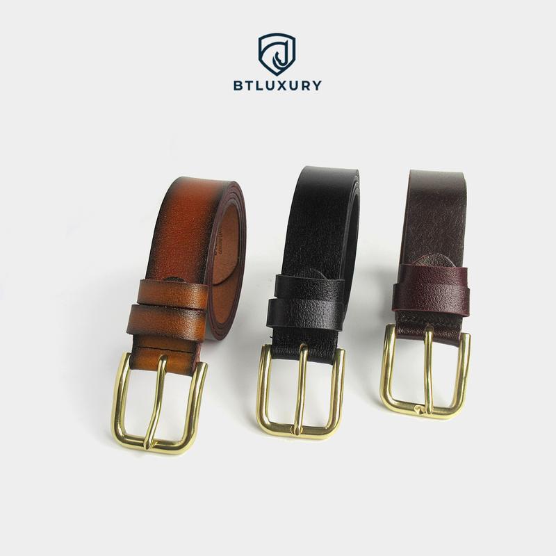 Thắt Lưng Nam Eternal Mặt khóa đồng đúc nguyên khối Dây da bò 1 lớp chắc chắn Dây Nịt Nam Đẹp Sang Trọng Thời Trang Tặng kèm Đinh Đục Lỗ Dây Lưng Nam Thương Hiệu BTLUXURY that lung