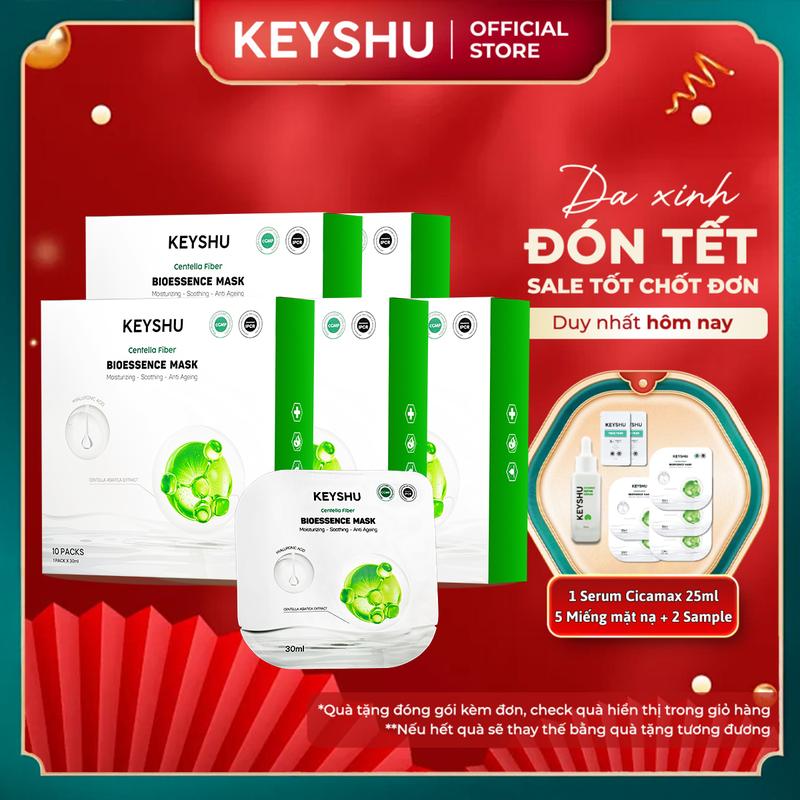 Combo 5 Hộp Mặt Nạ Sợi Xơ Rau Má Centella Fiber KEYSHU Dưỡng Ẩm Làm Mềm Da Hỗ Trợ Ngăn Ngừa Lão Hóa 10 Miếng 