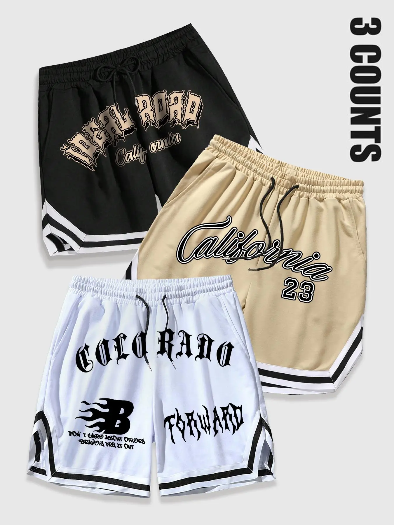 Men's Letter Print Drawstring Waist Shorts, Regular Fit Casual Fashion Comfy Shorts for Summer, Men's Bottoms for Daily Wear