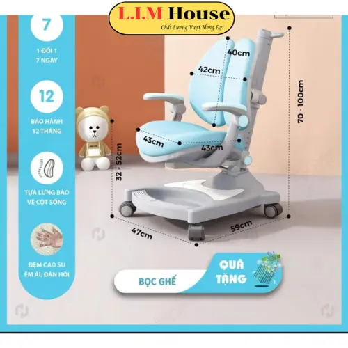 Ghế A1 chống gù cao cấp  tùy chỉnh gác chân gác tay tiện lợi giúp bé tư thế ngồi dúng khoa học