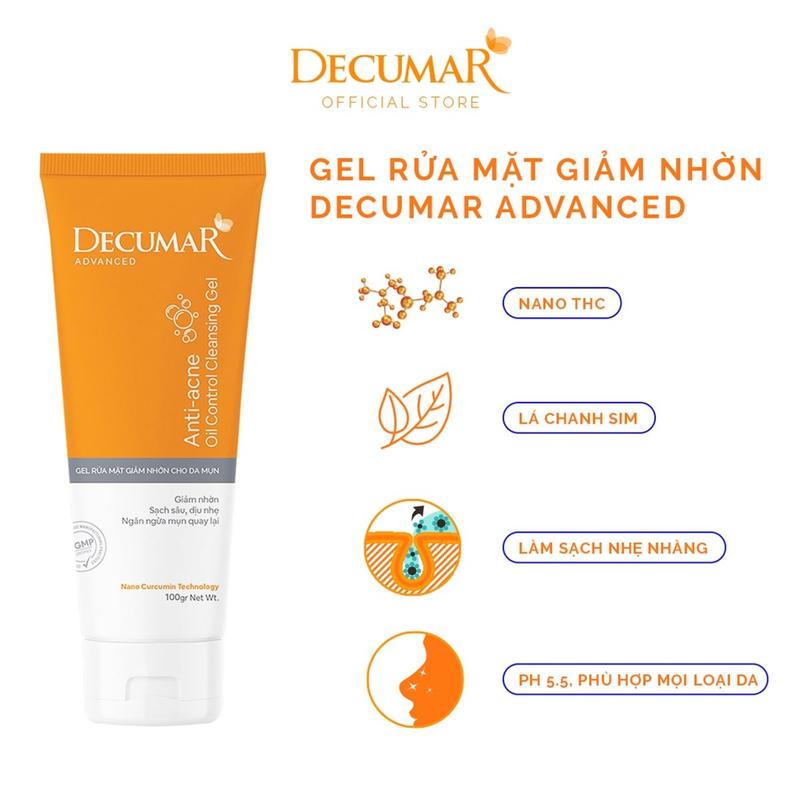 Sữa rửa mặt dạng Gel Decumar Advanced 50gr chuyên biệt cho da mụn giúp giảm nhờn sáng da hiệu quả  Skincare Nữ