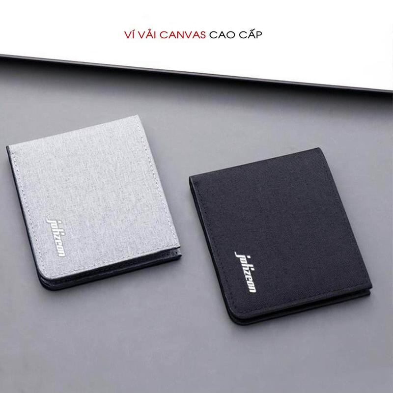 Ví Nam Jolizeon Vải Canvas Dáng Đứng ,Bóp Nam Mini Nhiều Ngăn Đựng Thẻ Và Giấy Tờ V22 Wallet Da