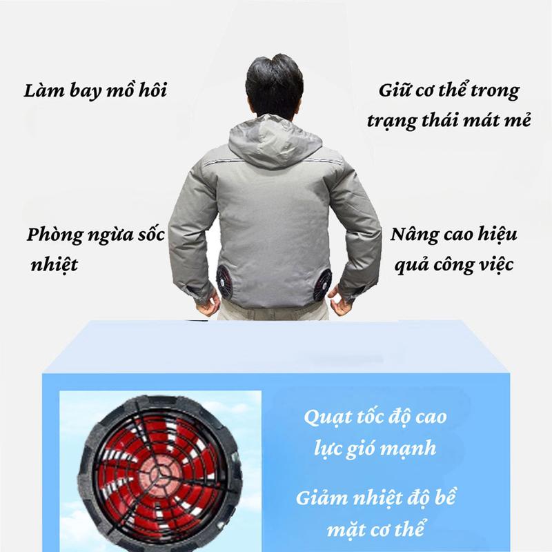 Bộ pin, áo điều hòa Nhật Bản pin 80000 mah Áo Điều Hòa Công suất lớn Nam Và Nữ, Gắn Quạt Cao Cấp ,Siêu Chống Nóng Chắn Tia UV 7