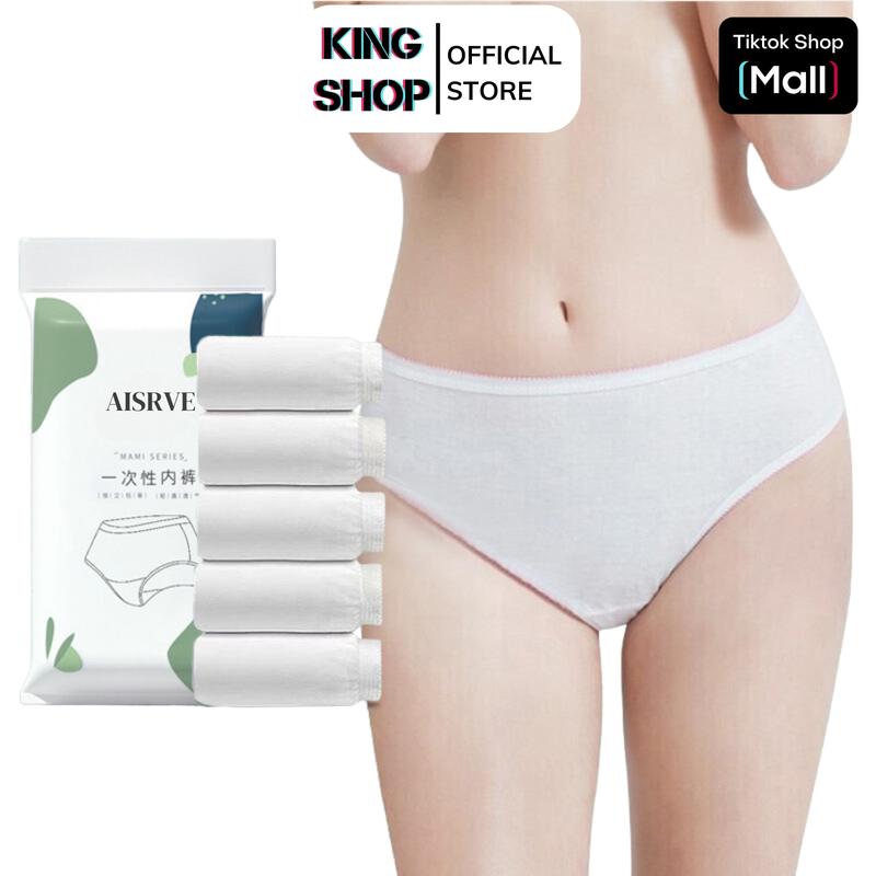 Set 10 quần lót dùng một lần cotton êm mềm đã khử trùng bằng công nghệ EO - KING SHOP Q474 Nữ Women