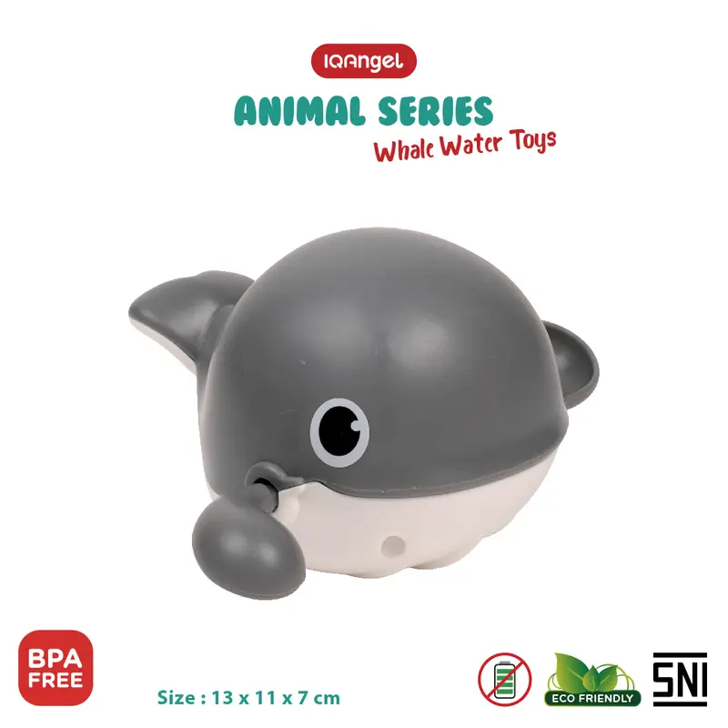 IQ Angel Animal Series Whale Water Toys / Mainan Mandi Bayi / Mainan Bentuk Paus Berenang / Mainan Air Anak Model Putar / Mainan Edukasi Anak / Mainan Mandi Bayi / Mainan Cewek Cowok / Mainan Hewan Grey 4