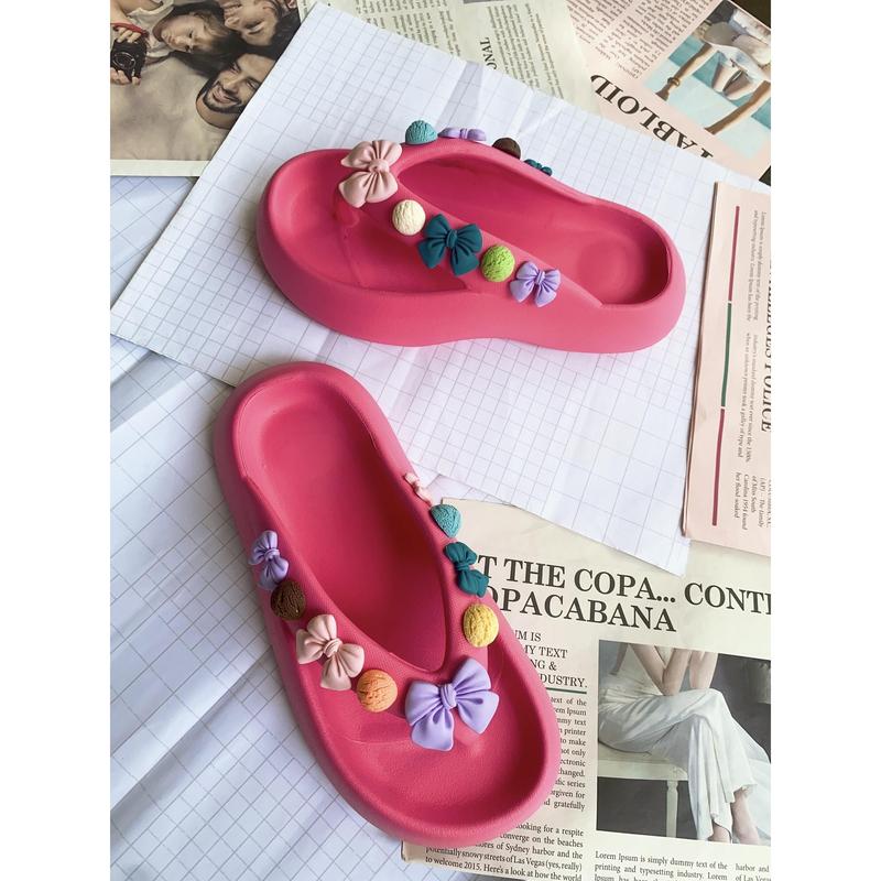 JY226 -A3 Nơ&Kem - DéP nhựa nhẹ eva xỏ ngón phong cách thời trang mùa hè nữ tính Shoes GiàY