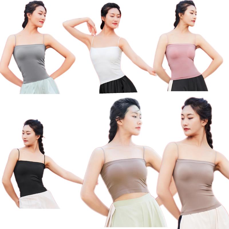 Áo Hai Dây Sợi Bún Mềm Có Mút, Áo Croptop Hai Dây Màu Trơn, áo 2 dây thun ngang ngực A208 - Đồ Múa Tịnh Nhi