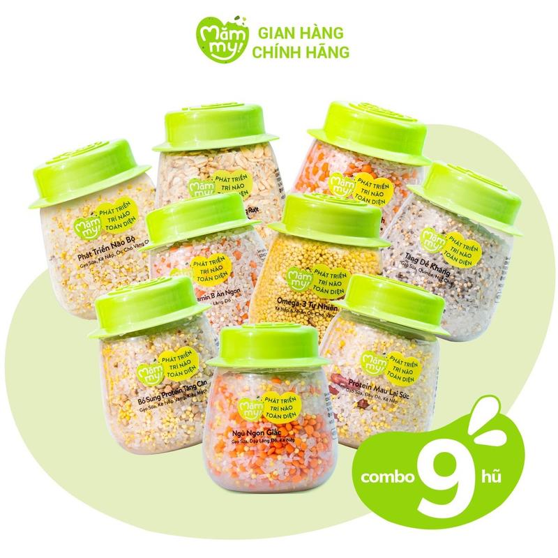 [ Tặng xe chòi chân Mini] Set 9 Hũ hạt mix Mămmy nấu cháo cho bé ăn dặm tiện lợi 1