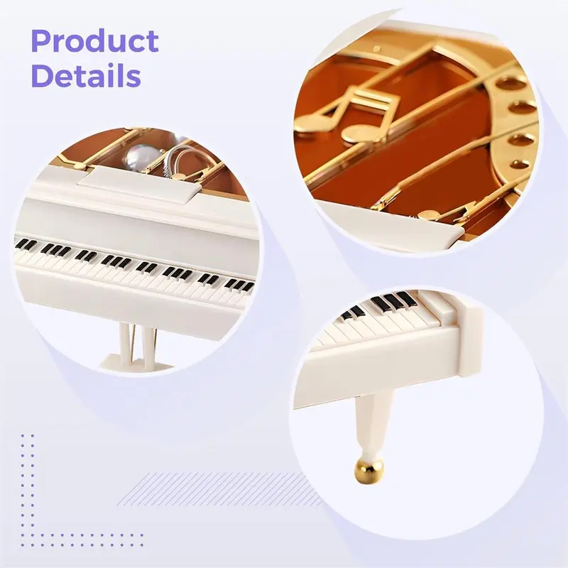 Miniature Grand Piano Music Box, Miniature Piano Music Jewelry Box, Classic Mini Piano Decoration Collectibles, Suitable for Room Desktop Decoration, Ornaments 4