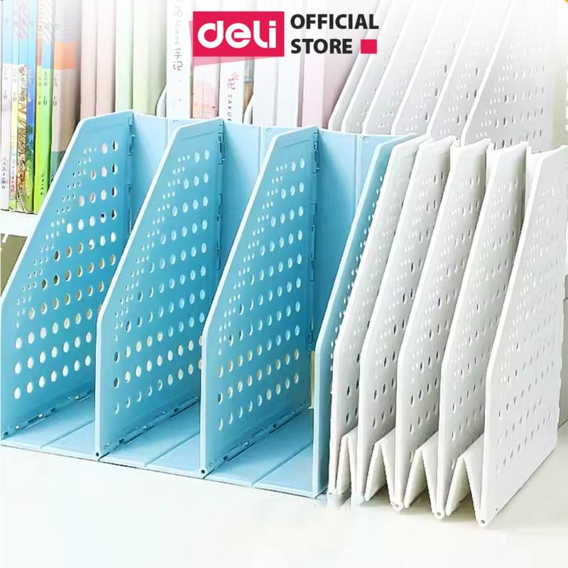 Giá Kệ Đựng Tài Liệu Deli 4 Ngăn - Kệ Hồ Sơ Văn Phòng, Giá Sách Vở Tiện Lợi Màu Pastel Dễ Thương Có Thể Thu Gọn