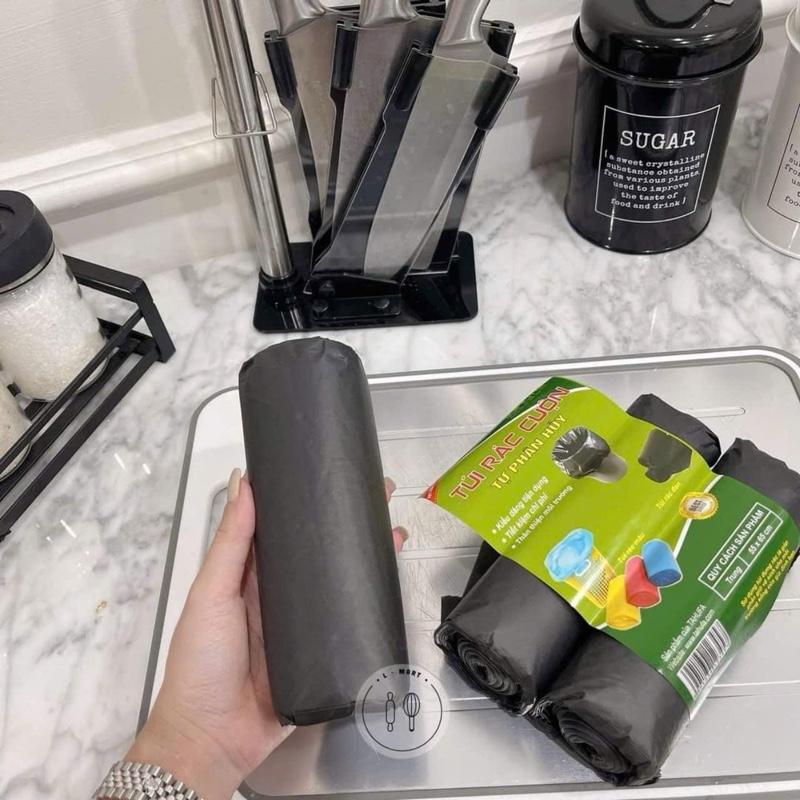 Combo 9 Cuộn Bao đựng rác size trung kích thước 55cmx65 cm Set 3 cuộn túi đựng rác tự hủy sinh học túi cỡ trung 0