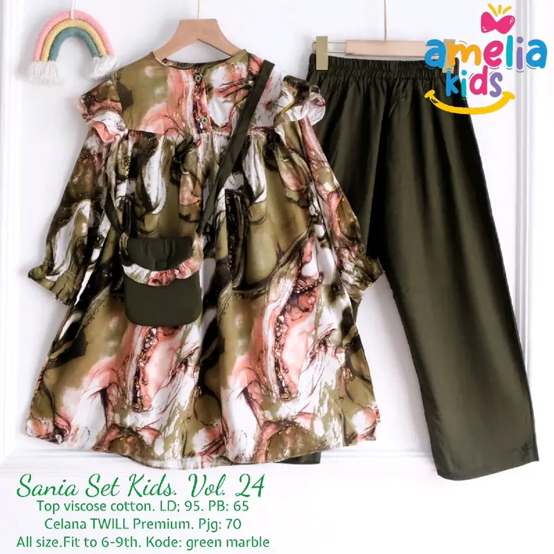 SANIA SET KIDS SETELAN GAMIS ANAK PEREMPUAN UNTUK USIA 6-9 TAHUN FREE POUNCH 4