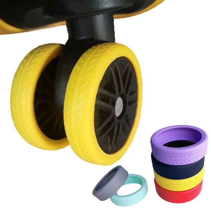 Product Introduction of 4/8Pcs Portable Silicone Luggage Wheels Protector Suitcase Parts Axles Noise Wheels Guard Cover Suitcase Wheels Protection Cover with Silent Sound Reduce Wheel Wear Travel Luggage Caster Shoes Luggage Accessories 12