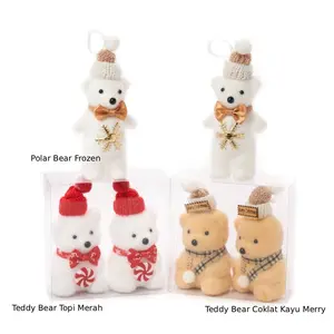 Ready Gosend Pajangan Natal Boneka Couple Teddy Bear Pasangan Lucu Dekorasi Hantaran Pernikahan Gantungan Pohon Natal