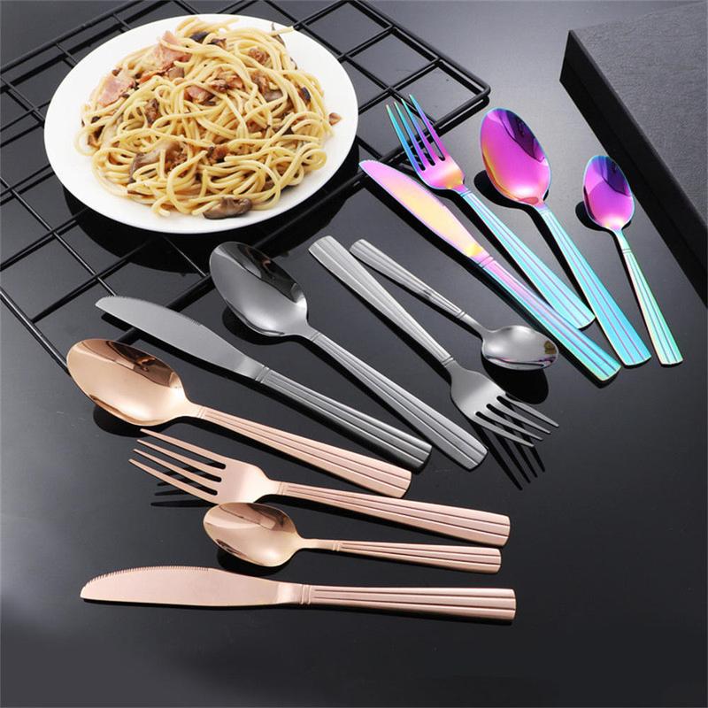 Dessert Spoons Hotel Western Steak  and Fork Set Western Tableware , Fork, Spoon, Coffee Spoon, Set of 4 Kitchen Cutlery Stainless Steel Cutlery 6