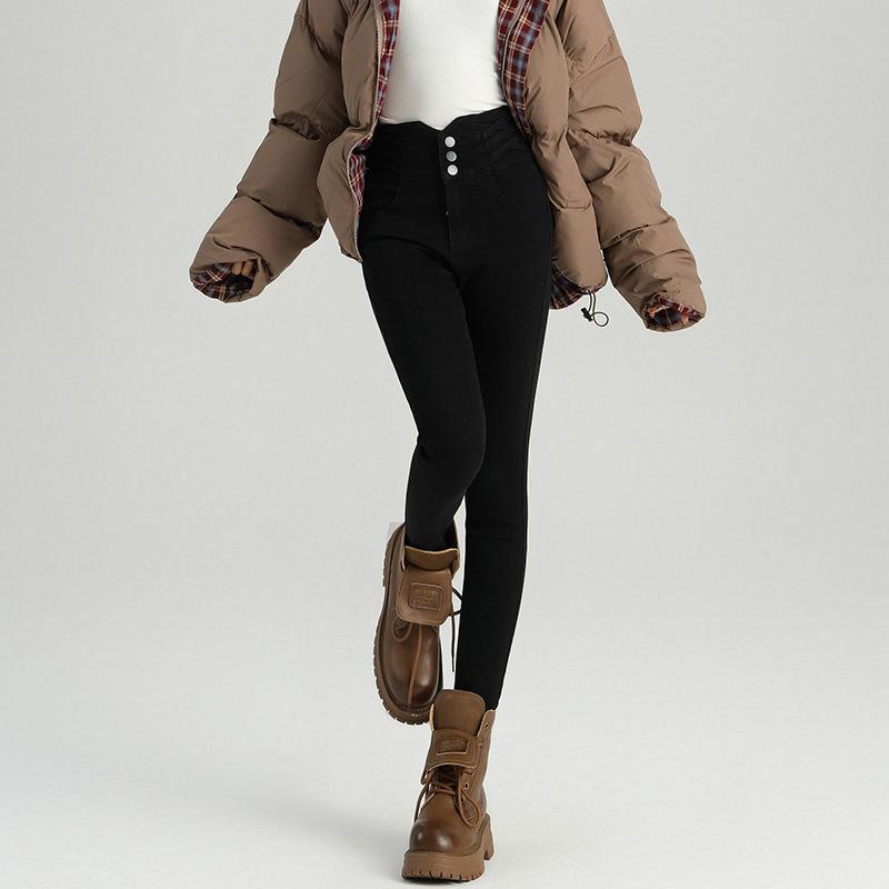 880 Versatile Classic Style High Waist Cropped Jeans Womens Autumn and Winter New Tight Skinny Slim Looking Pencil Pants Fashion 0