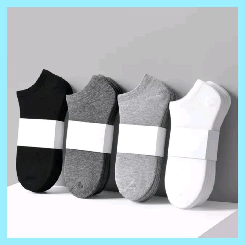 ( Paket 3 Pasang ) KAOS KAKI PENDEK SEMATA KAKI TEBAL LEMBUT PRIA WANITA DEWASA /REMAJA NYAMAN DI KENAKAN Panjang semata kaki Hitam Putih Abu 0