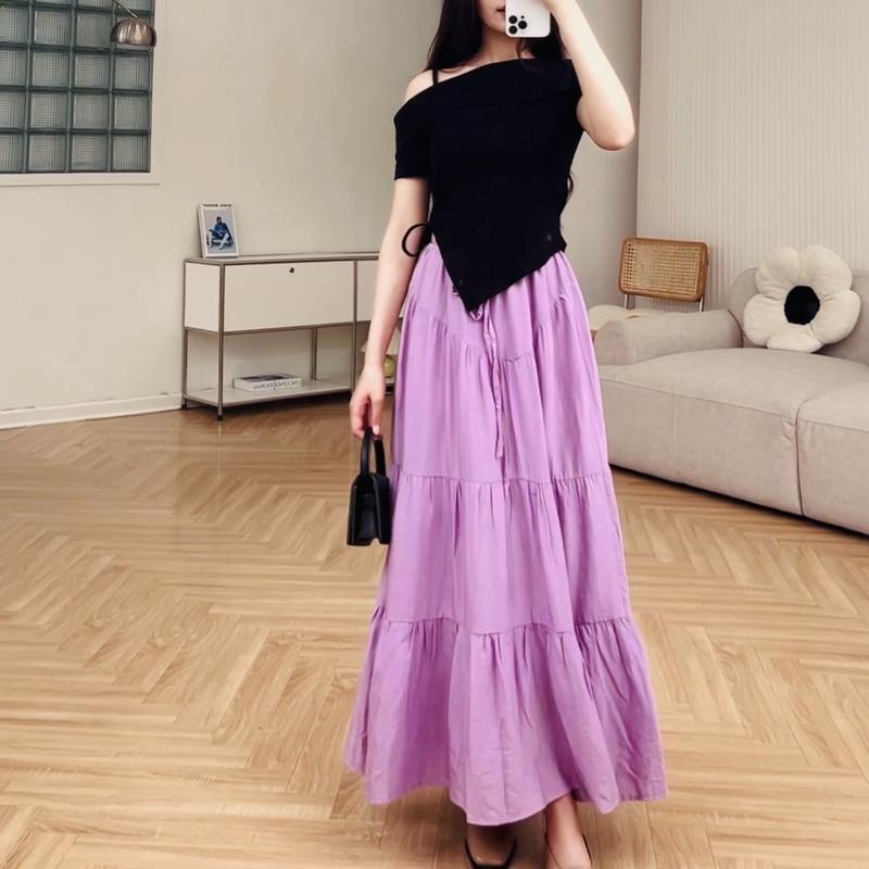 Chân Váy Mixxi Dáng Dài Bốn Tầng - Cạp dây rút - Hai Lớp -  Siêu Xinh, Hack Dáng