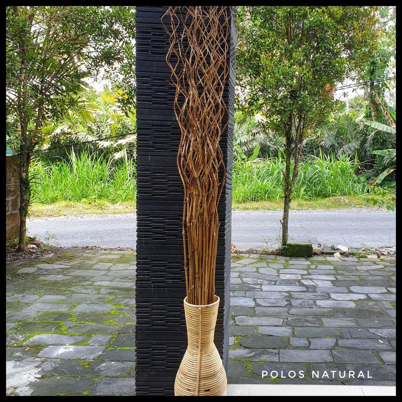 10 Batang Bambu Ulir Natural Variasi Daun  (Tidak Termasuk Vas/Pot) 7