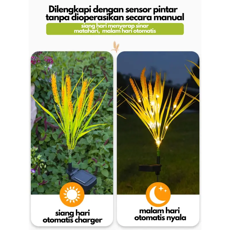 Lampu  Hias  LED Padi tenaga surya /Lampu hias dekorasi /Lampu padi juntal/Lampu Taman Led Tenaga surya anti AIR Untuk Dekorasi Natal Plastik Putih Sensor Solar 3