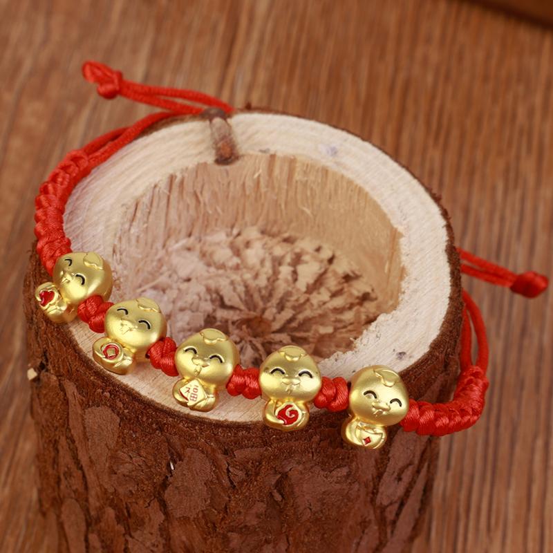 Product Introduction of 2Pcs Snake Year New Fashion Red Rope Bracelet Adjustable Braided Hand Chain Women Fashion Xmas New Year Gift 18