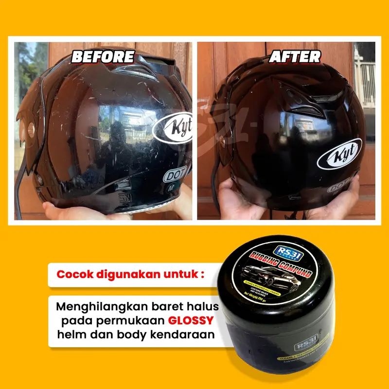 RS31 Rubbing Compound Penghilang Baret Mobil Motor Helm Kaca 50gr 100gr 200gr Super Ampuh Menghilangkan Baret Halus & Swirl Mark Dengan Wax & Silikon 4