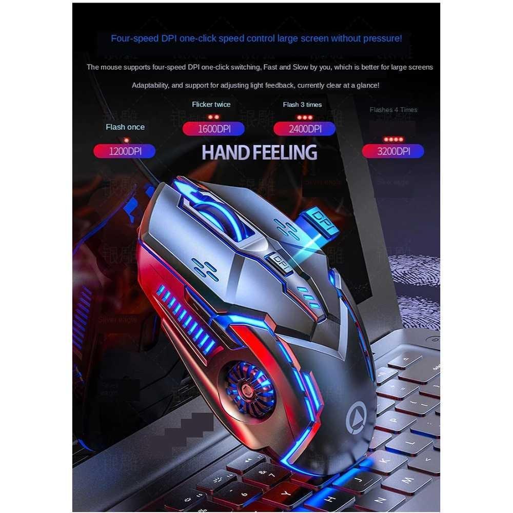 Mouse Gaming Mekanis Berkabel dengan Tombol Samping untuk Esports, Cocok untuk Komputer Desktop, Cocok untuk Pria dan Wanita, Operasi Senyap untuk Penggunaan di Kantor