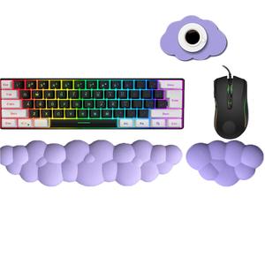XWLR Alfombrilla para Ratón con Patrón de Nube & Reposamuñecas para Teclado, Diseño Ergonómico con Soporte para Muñeca, Alfombrilla para Ratón Suave y Antideslizante para Oficina y Hogar