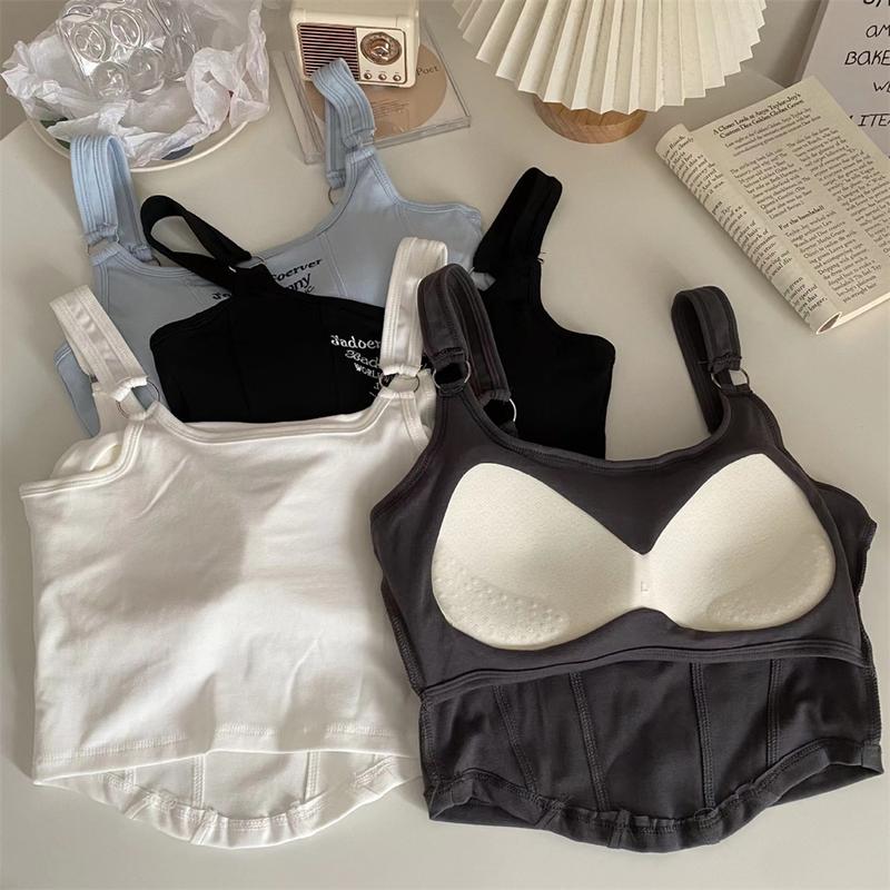 Product Introduction of Y2K Hot Girl Camisole With Chest Pad American Style Retro Cropped Top Vest Tank Top Womenswear Summer Women's Tops Sling 11
