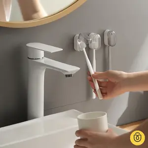 1Pcs Tempat Alat Mandi Tempat Sikat Gigi Tempel Anti Debu Tooth Brush Organizer - HW211