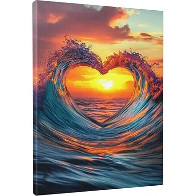 Large Ocean Sunset Painting Wave Abstract Painting Original Orange Sunset Canvas Painting Acrylic Landscape offers Artwork Bedroom Canvas Wall Art