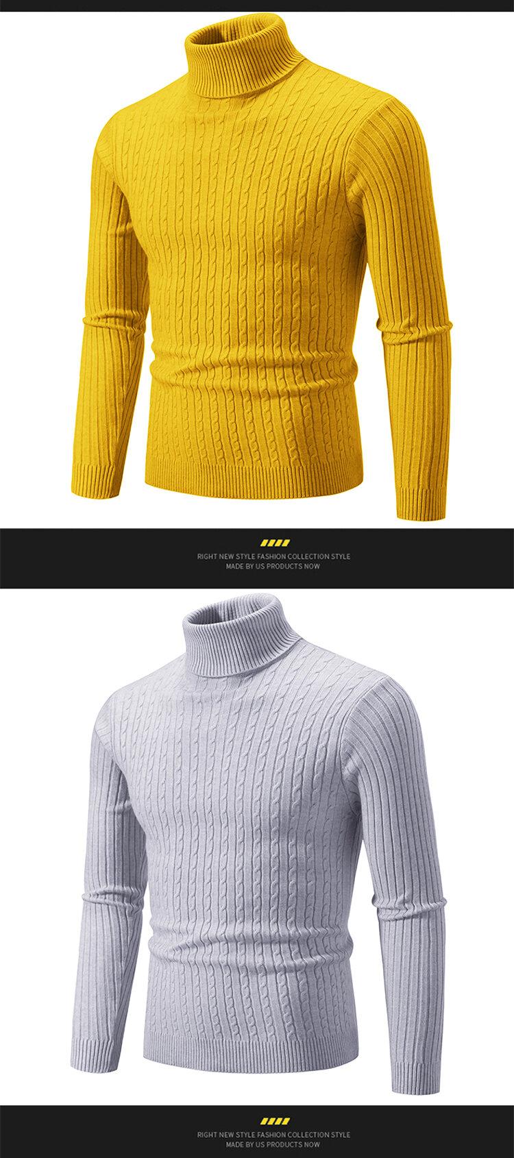 Product Introduction of Men's Turtleneck Sweater Casual Men's Knitted Sweater Warm Fitness Men Pullovers Tops Knitwear Menswear polo  shirts Collar Geometric 39