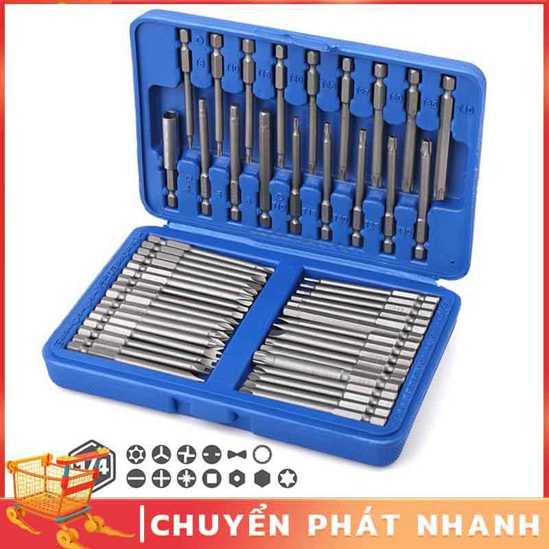 Bộ mũi vặn vít đa năng chuôi lục giác 6.35mm 50 chi tiết - Đầu hoa thị,lục giác,hoa thị lỗ,2 cạnh,4 cạnh
