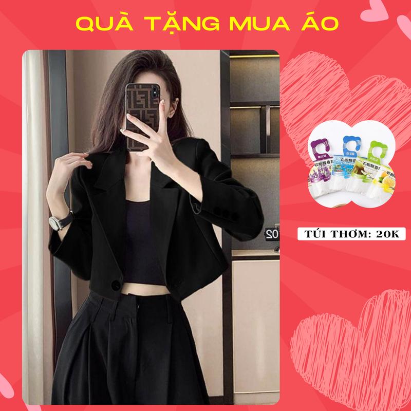 Áo khoác Áo blazer áo vest croptop dáng ngắn dài tay cho nữ phong cách cá tính Quảng Châu  Voi Jacket Women dạ áo  blazer Nút Button Front có quà tặng nơ đá kèm ÁO CROPTOP