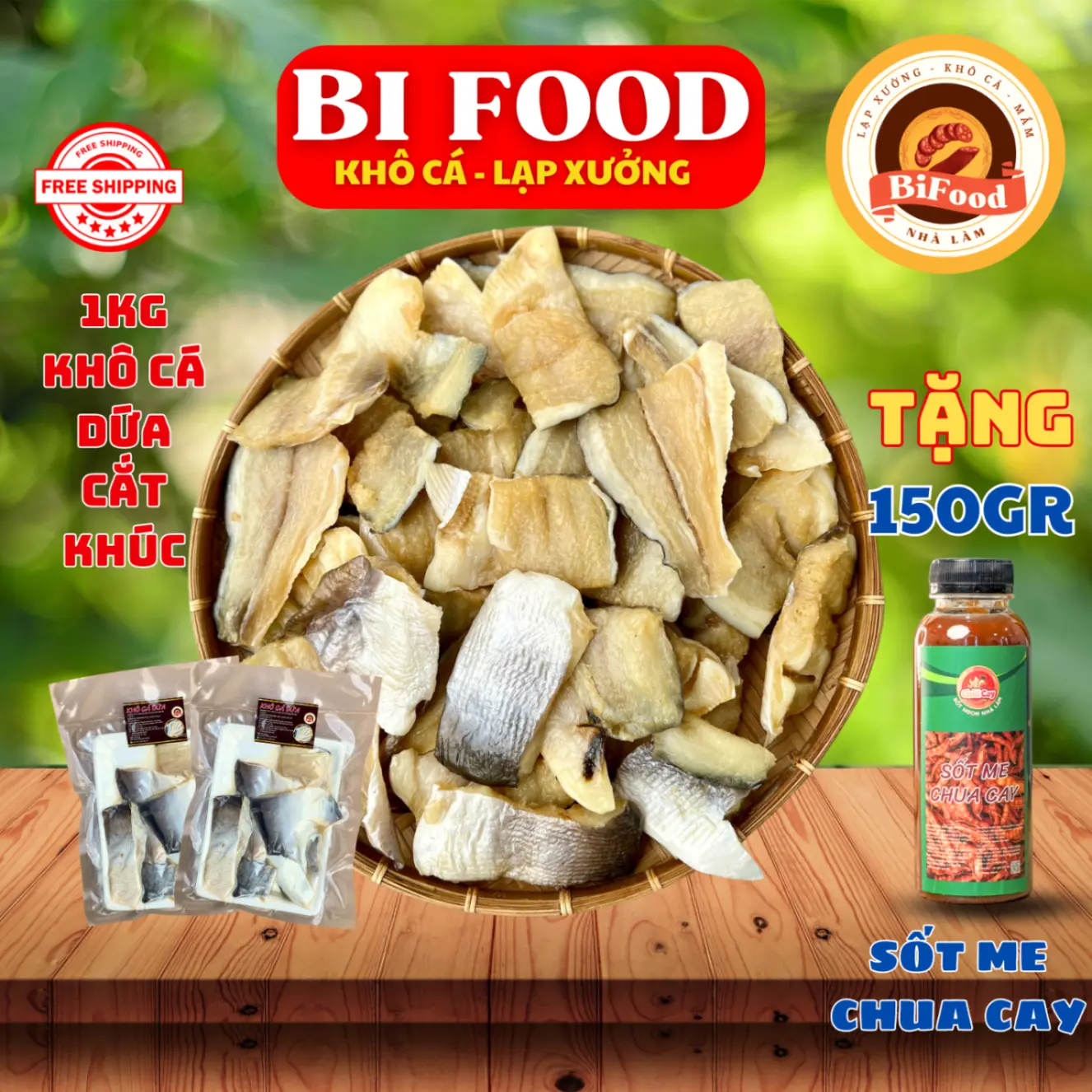 Khô ca Dứa cắt khúc 3 nắng - TẶNG SỐT ME - BIFOOD - khô cá dứa 3 nắng tẩm ướp vioj vừa ăn thịt dai, thơm, mềm- SIÊU NGON