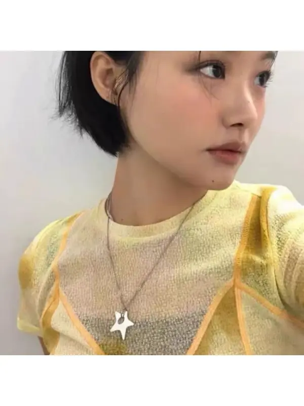Vòng Cổ Với Mặt Dây Chuyền Ngôi Sao Năm Cánh Không Đều Y2k Ngọt Ngào Và Ngầu, Thời Trang Punk Hip Hop, Phụ Kiện Trang Sức Cho Nam Và Nữ 6