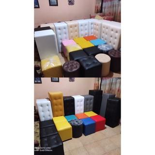 Sofa Puff Kotak Model Kancingan - Ukuran P40xL40xT45cm - Furniture, Cafe Minimalis Kayu 1
